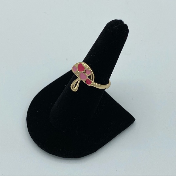 Retro Gold Valentine's Day Mushroom Hearts Ring - Picture 3 of 7